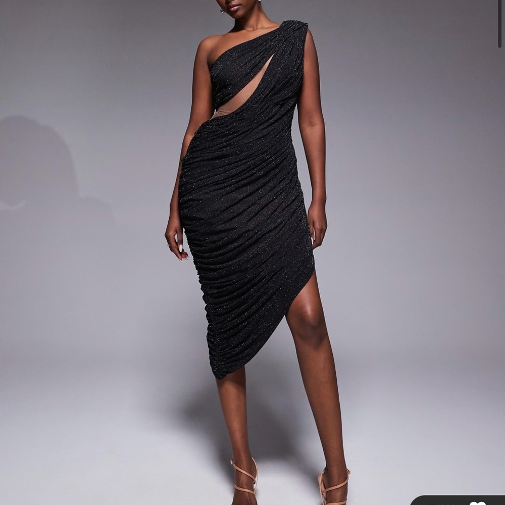 JLUXLABEL Black One Shoulder Dress